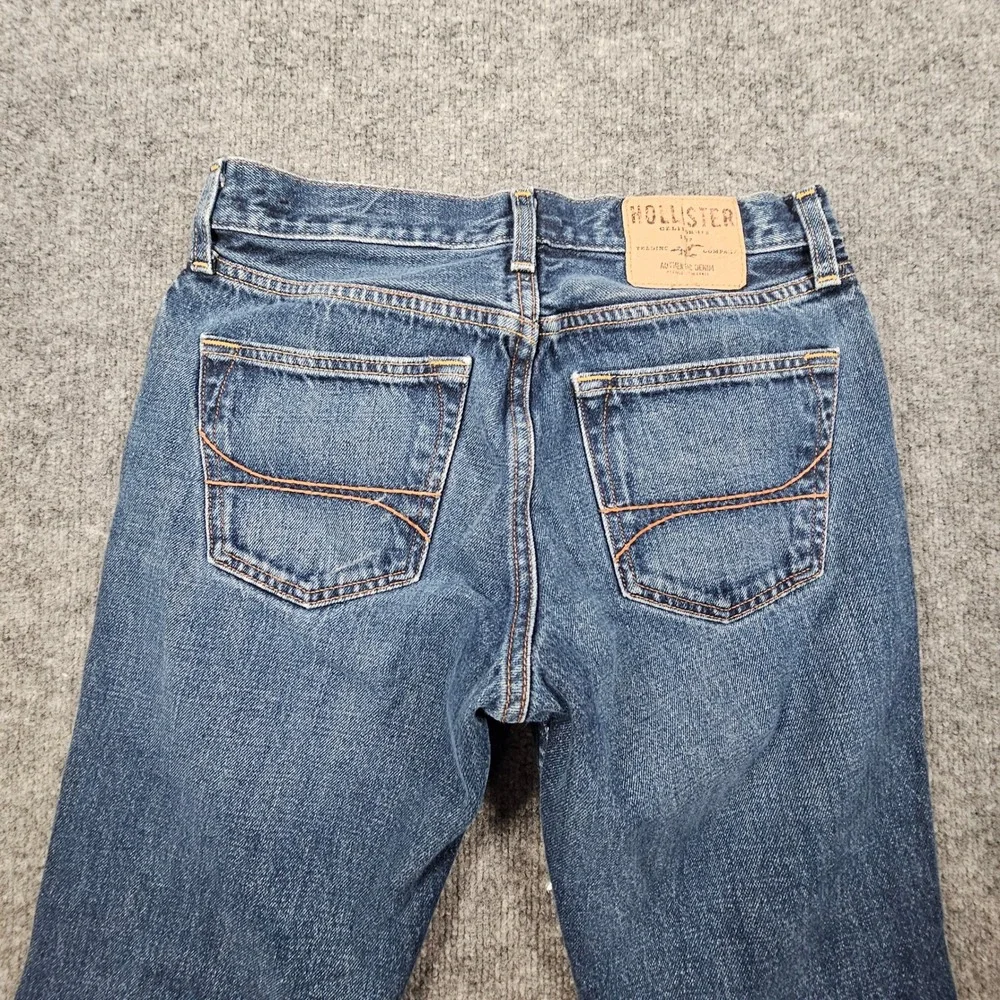 Hollister Slim Straight Jeans Mens 28x28 Blue Medium Wash Button Fly Denim